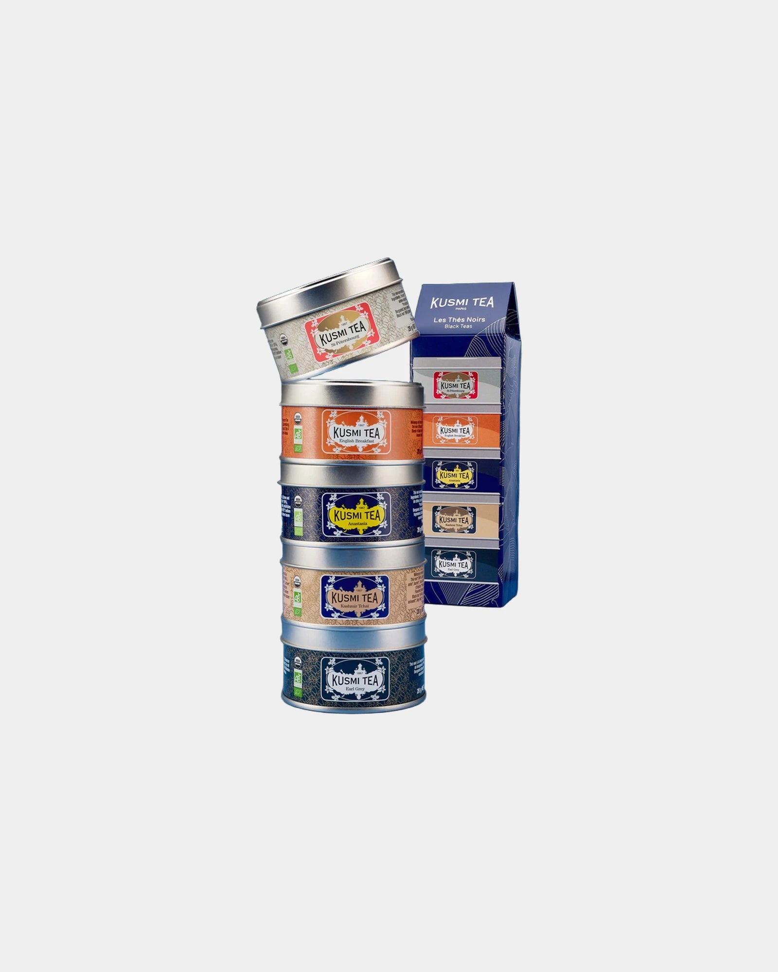 Thés noirs bio assortiment 5 boîtes métal Kusmi Tea à personnaliser - 1