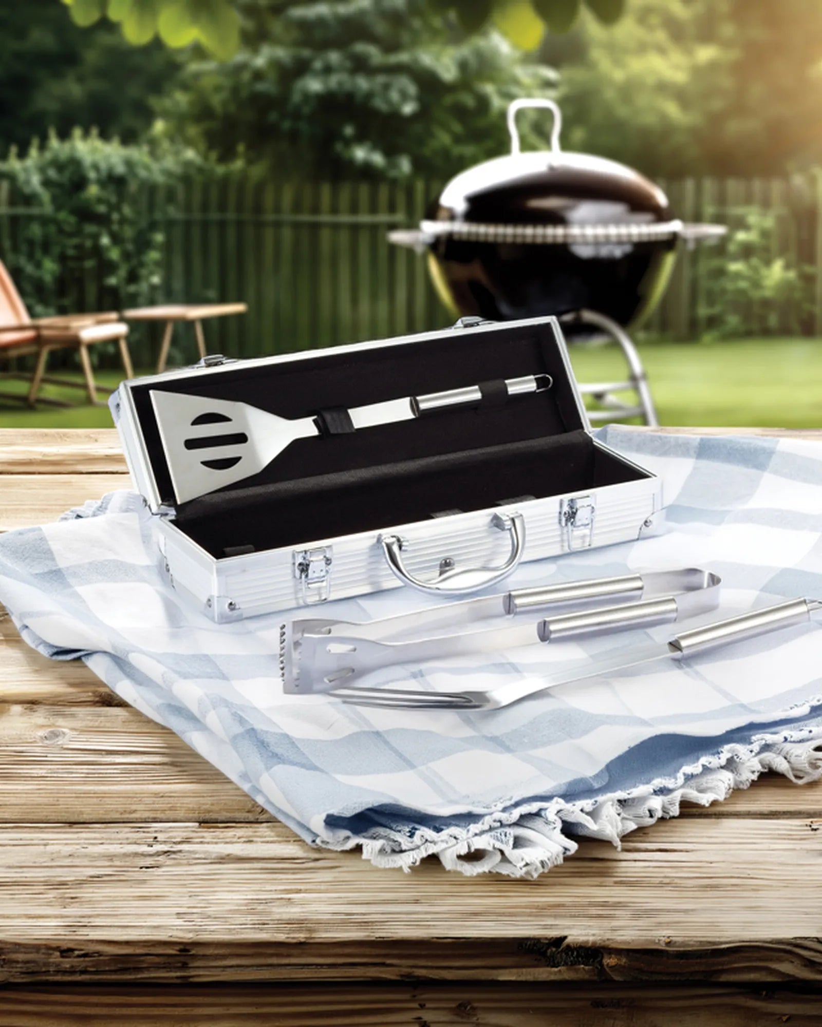 Set de 3 accessoires barbecue en coffret aluminium à personnaliser - 3