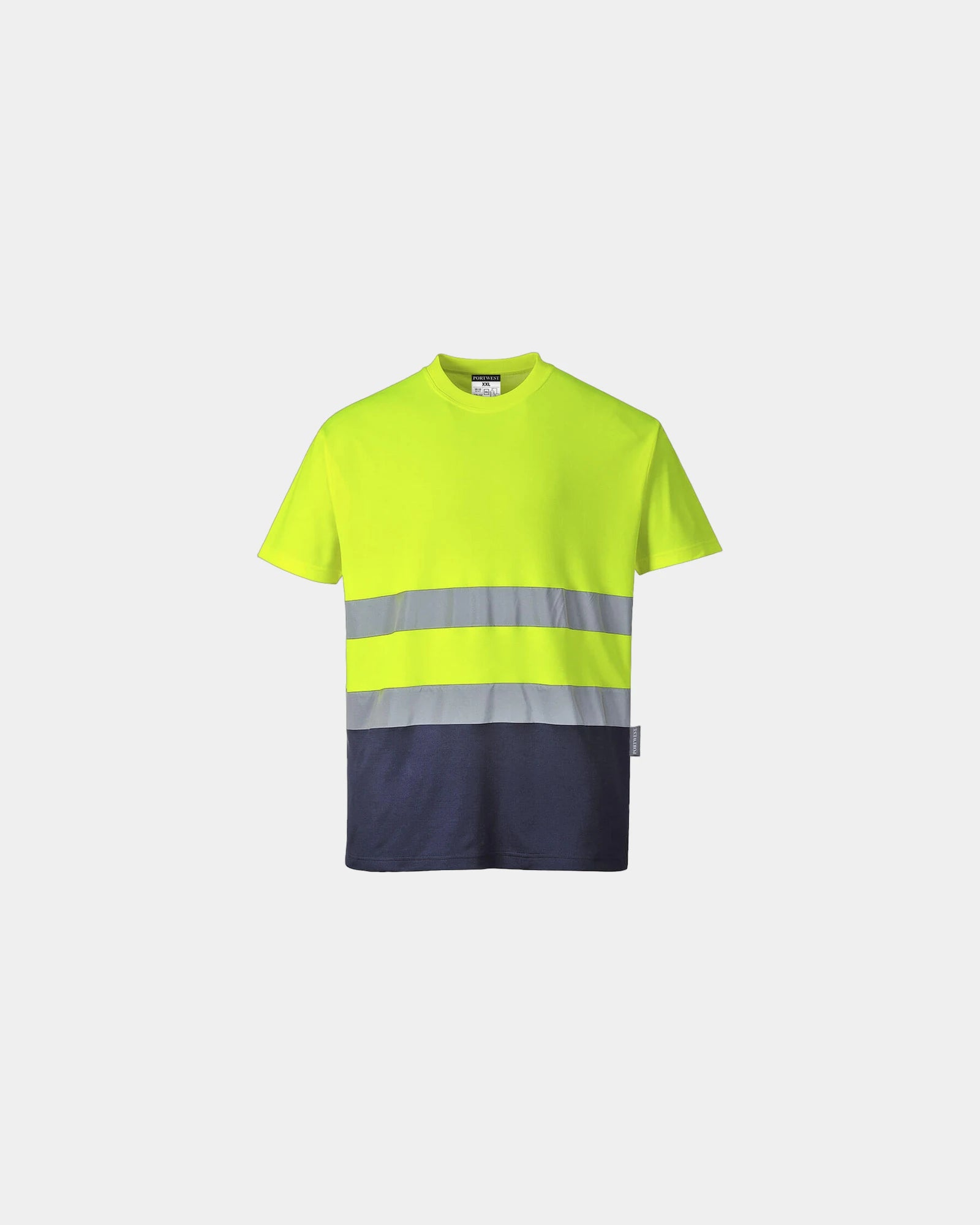 T-shirt coton bicolore à personnaliser - Jaune-Bleu Marine