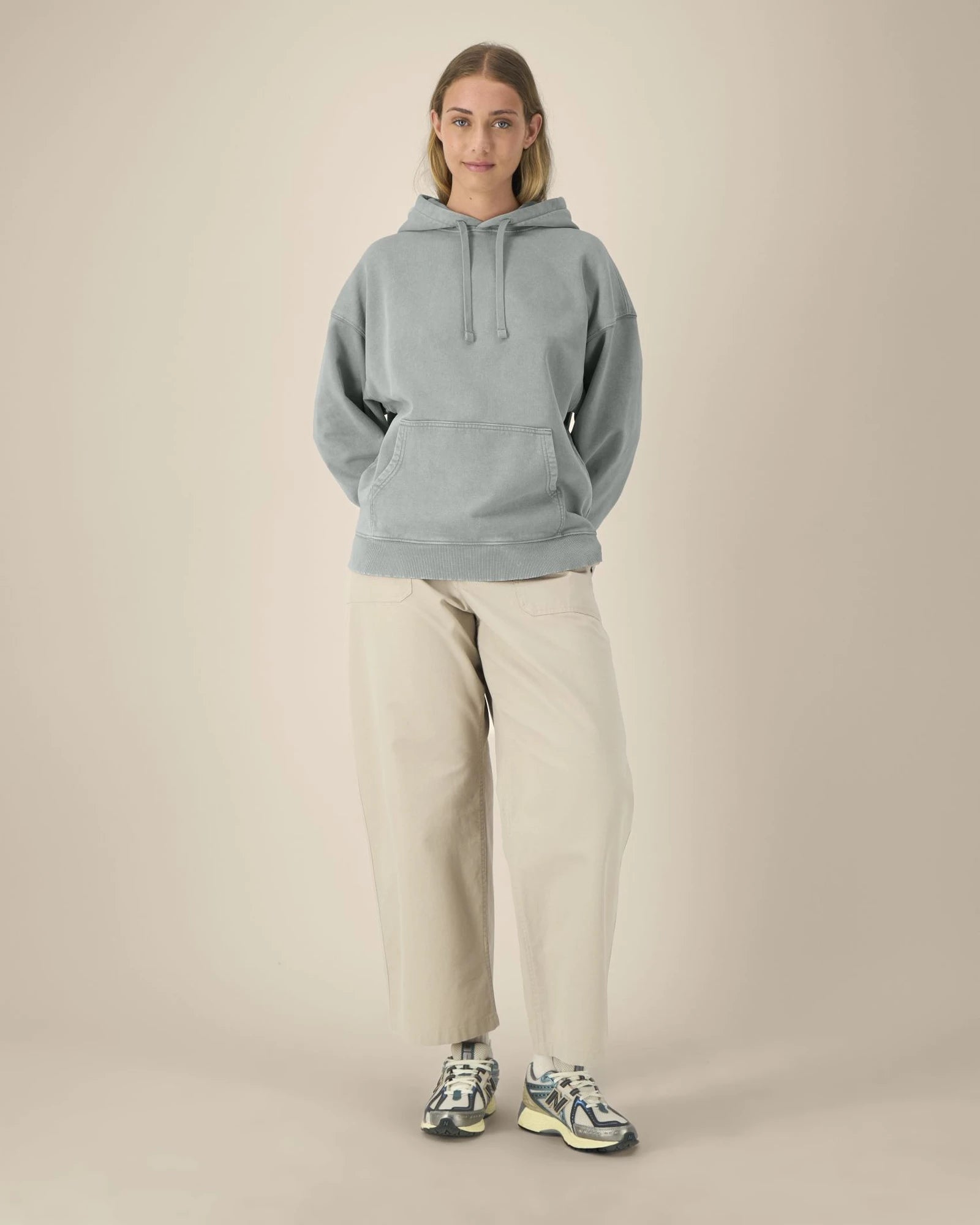 Sweat à capuche oversized coton bio Stanley/Stella Slammer à personnaliser - G. Dyed Misty Grey
