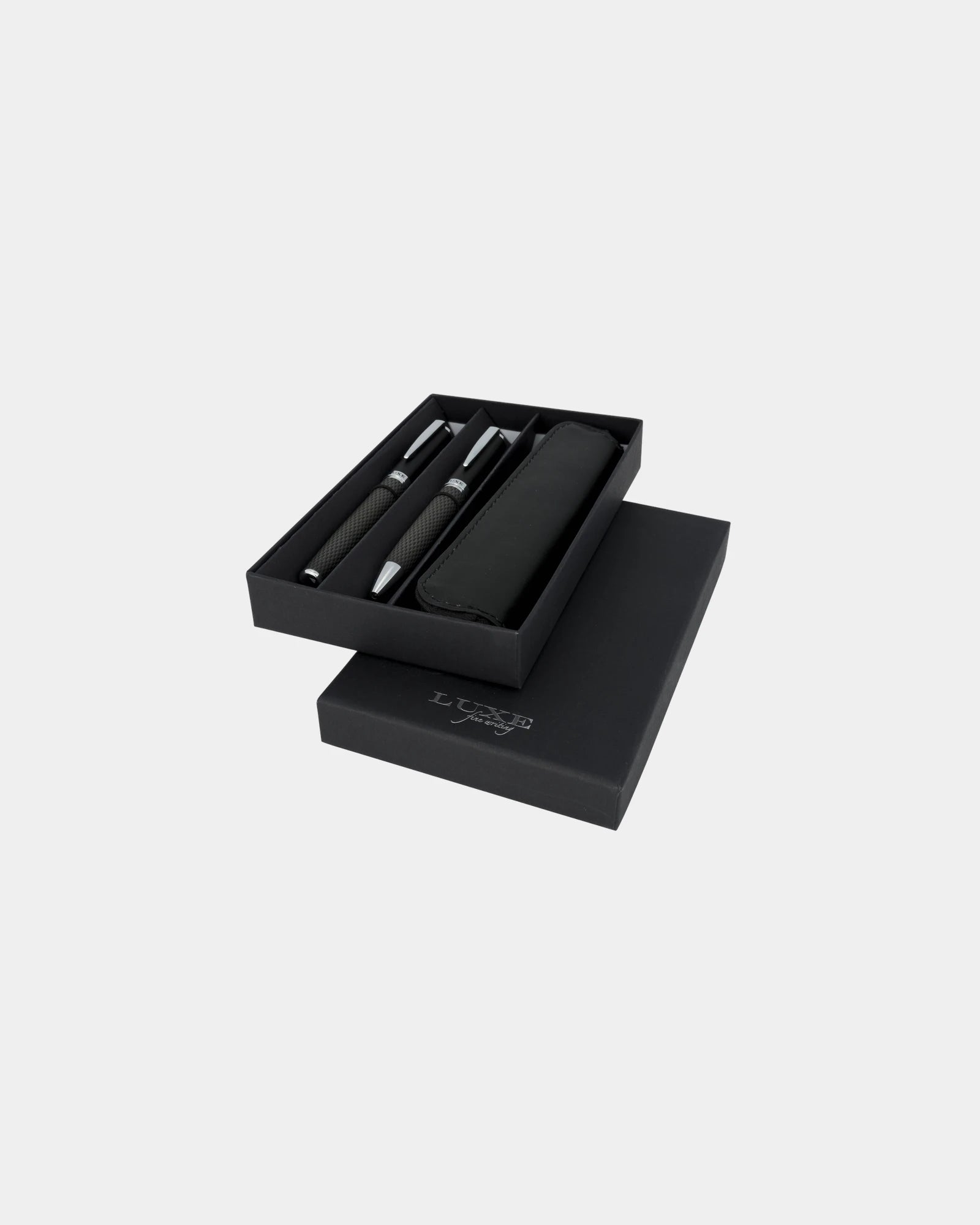 Parure de stylos métal éco LUXE Carbon à personnaliser - Noir