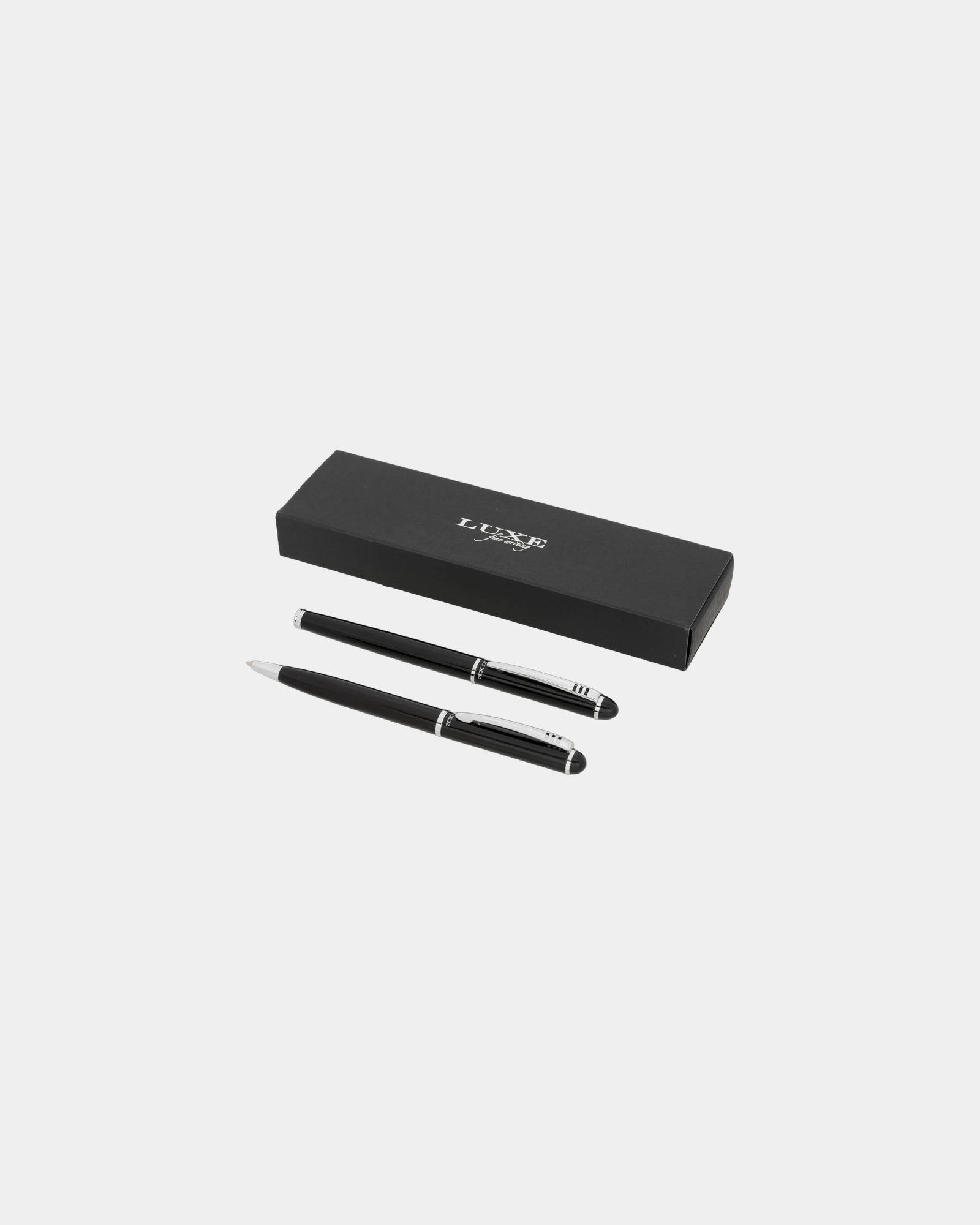 Parure stylo bille et roller métal à personnaliser - Noir