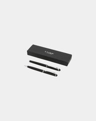 Parure stylo bille et roller métal à personnaliser - Noir