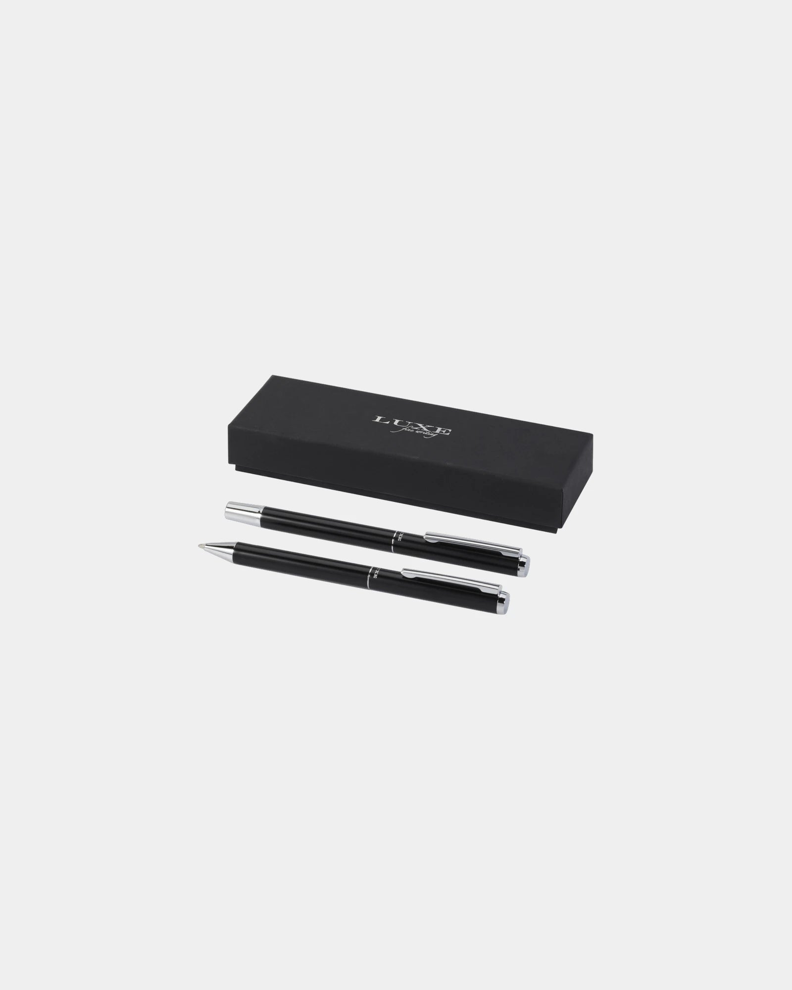 Ensemble-cadeau stylo bille et roller aluminium recyclé à personnaliser - Noir