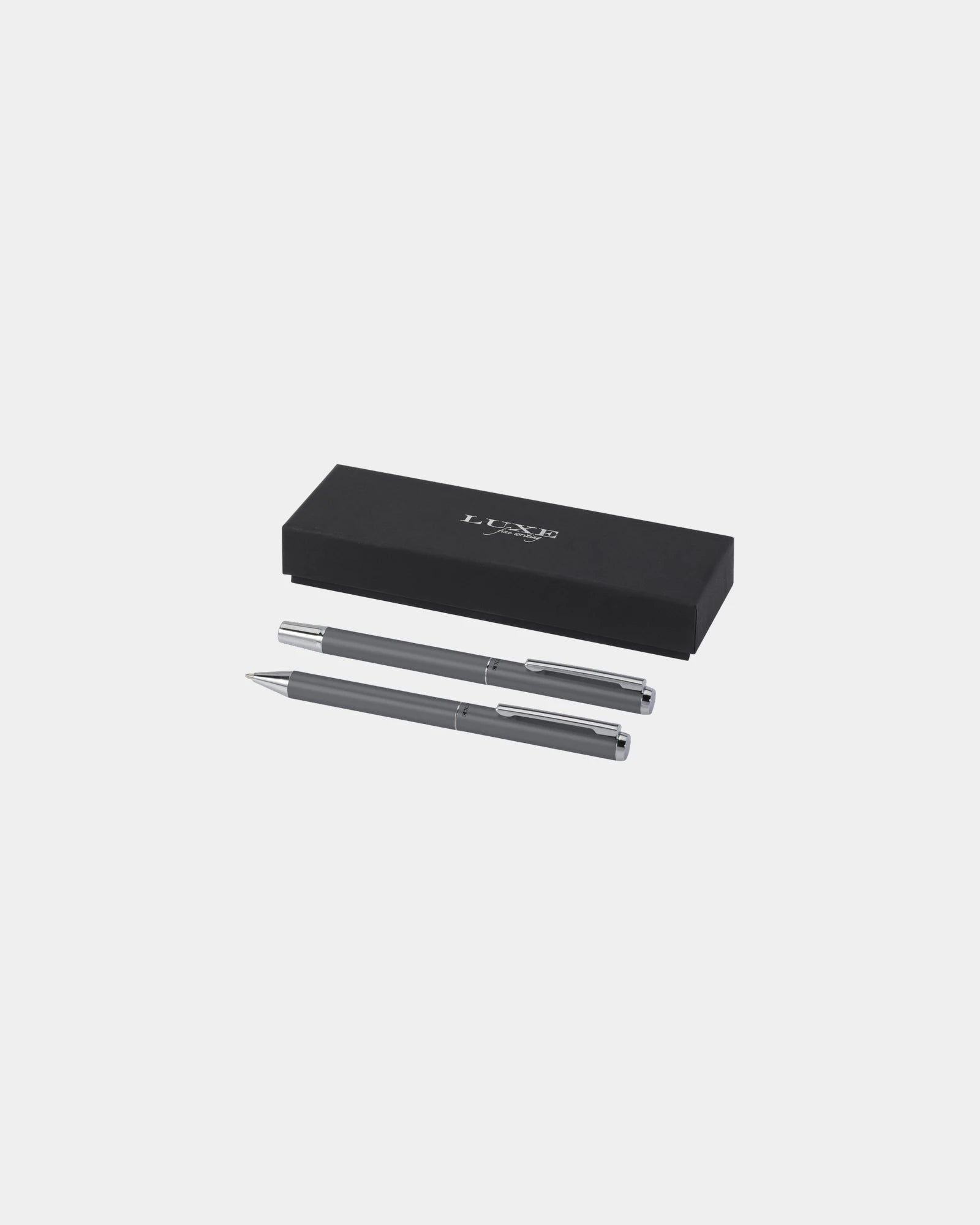 Ensemble-cadeau stylo bille et roller aluminium recyclé à personnaliser - Gris