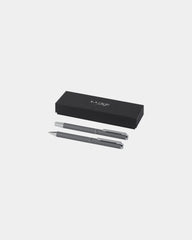 Ensemble-cadeau stylo bille et roller aluminium recyclé à personnaliser - Gris