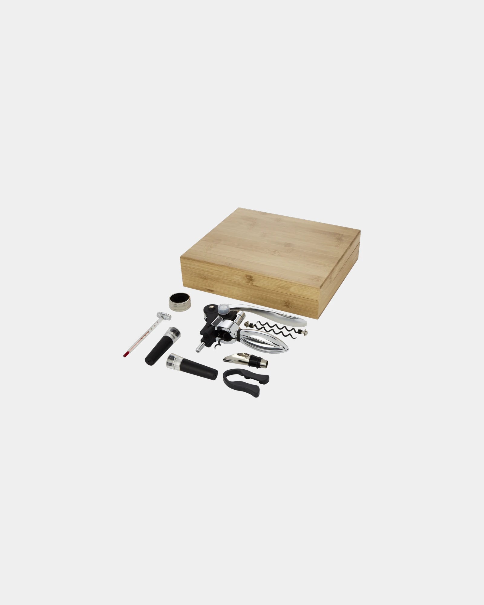 Coffret à vin 9 pièces en bambou à personnaliser - Naturel
