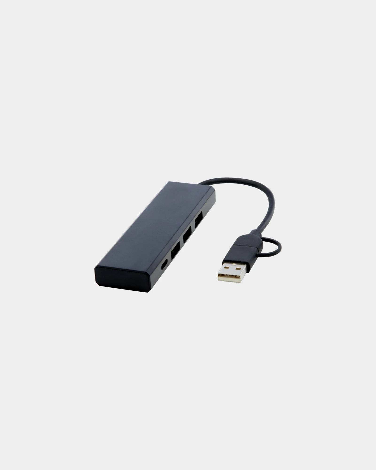 Concentrateur USB 2.0 aluminium recyclé à personnaliser - Noir