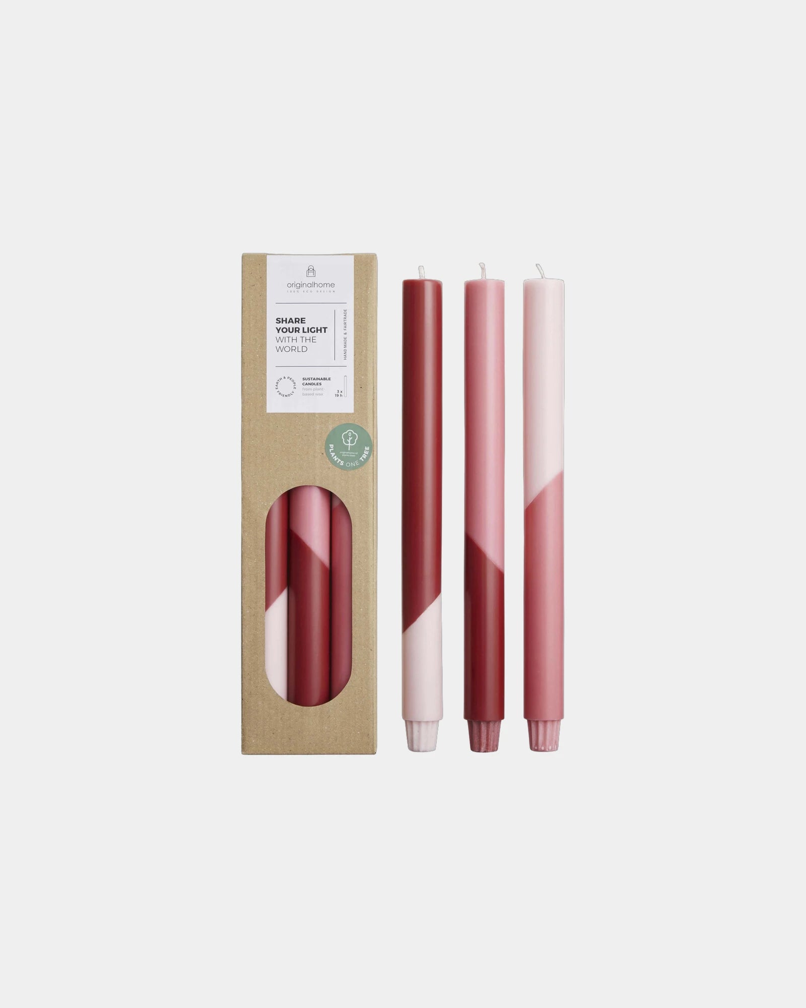 Bougies à rayures diagonales à personnaliser - Rouge
