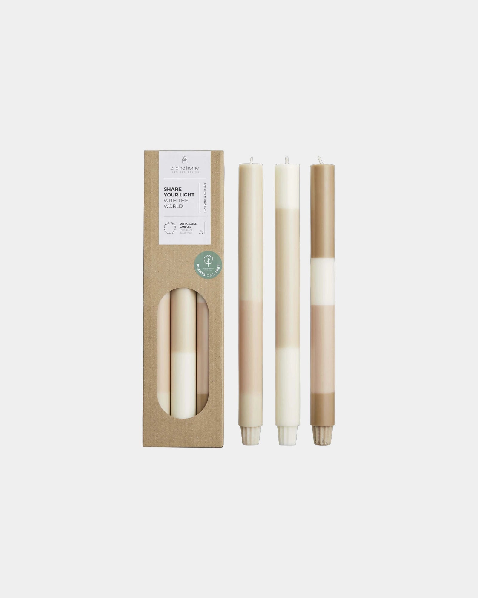 Bougies d’aspect craie Originalhome par lot de 4 à personnaliser - Blanc Cassé