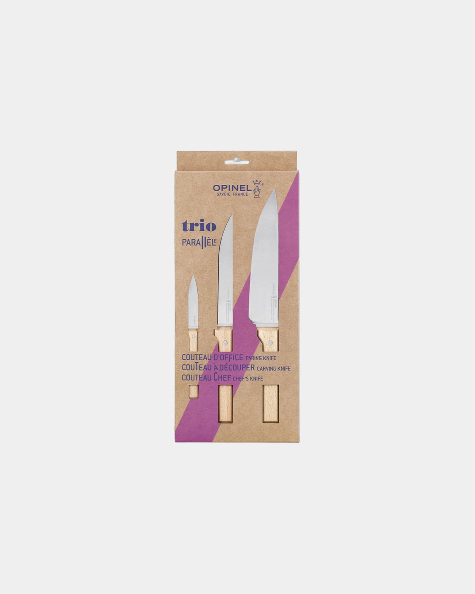 Coffret Trio Parallèle acier inoxydable Opinel à personnaliser - Beige