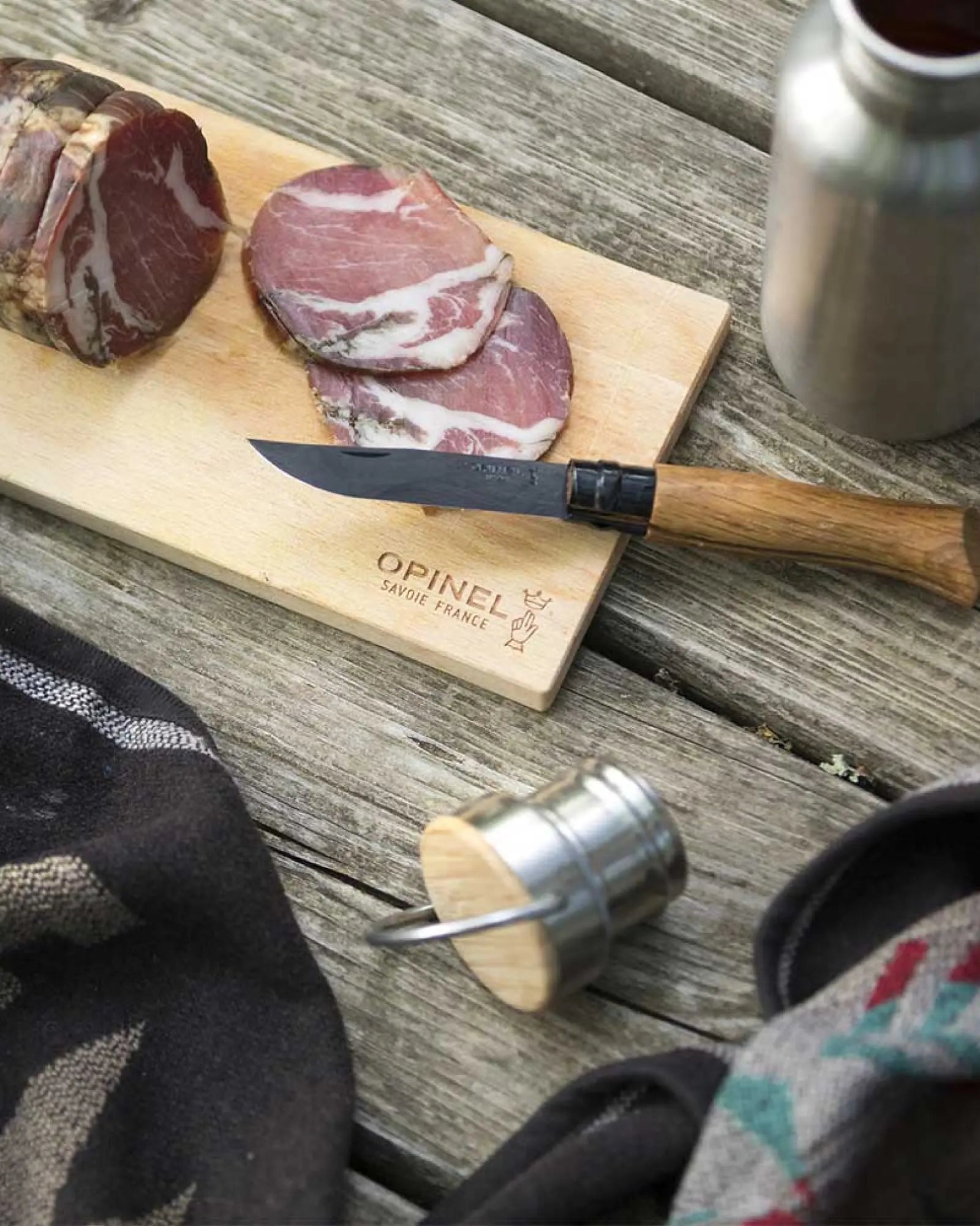 Couteau acier inoxydable Opinel N°08 Chêne Black à personnaliser - 5