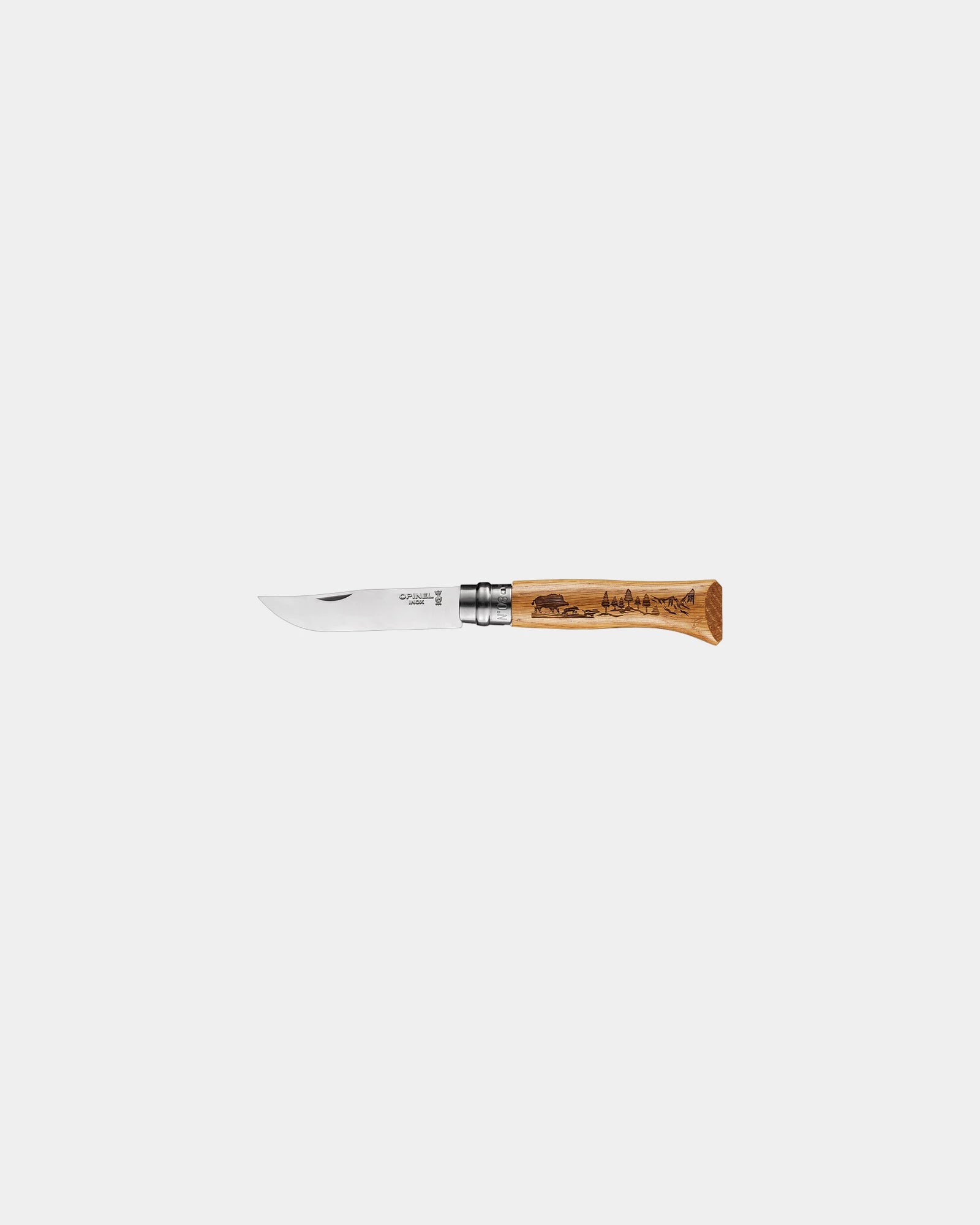Couteau acier inoxydable Opinel N°08 Animalia à personnaliser - Beige