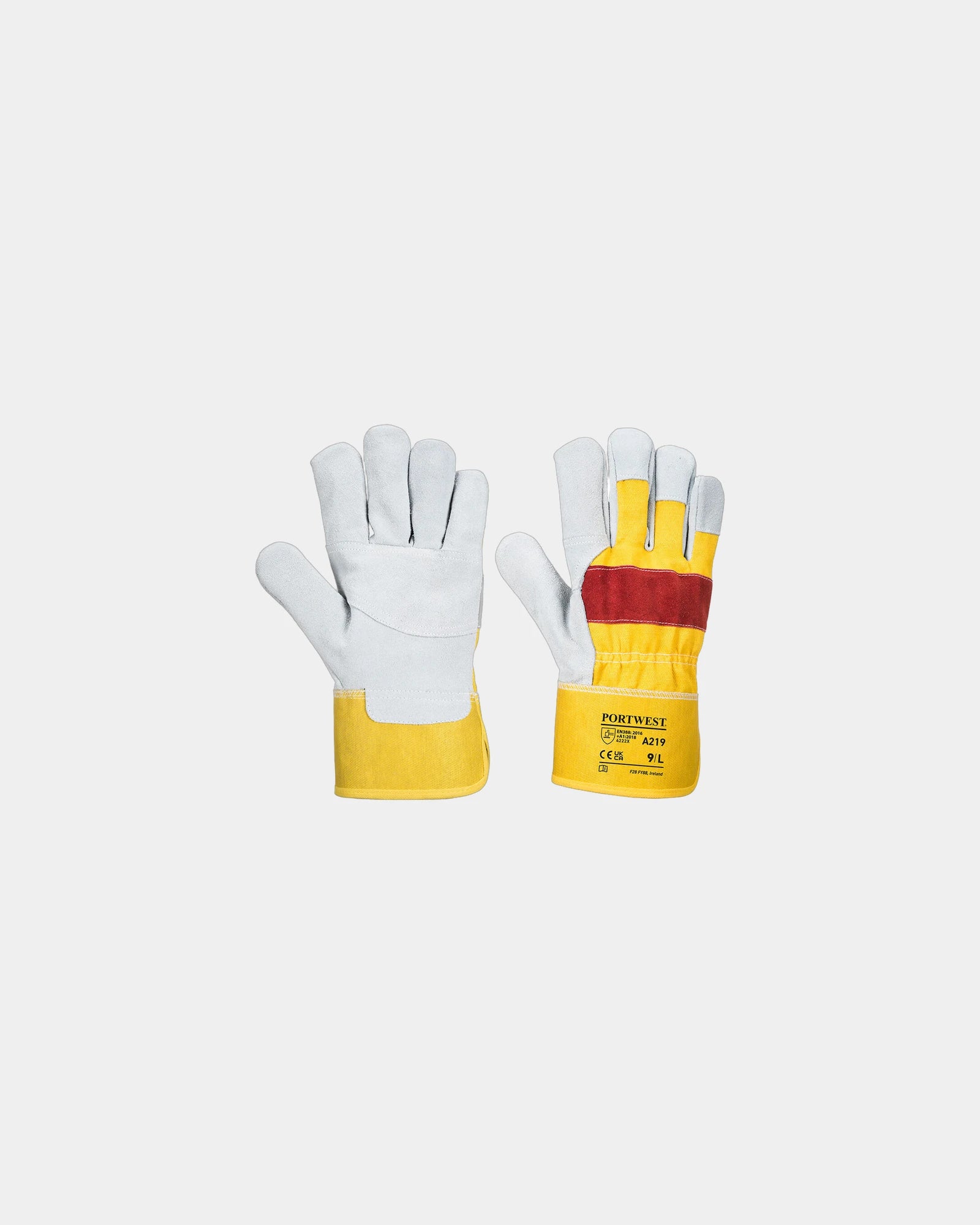Gant Docker croûte de cuir à personnaliser - Jaune-Rouge