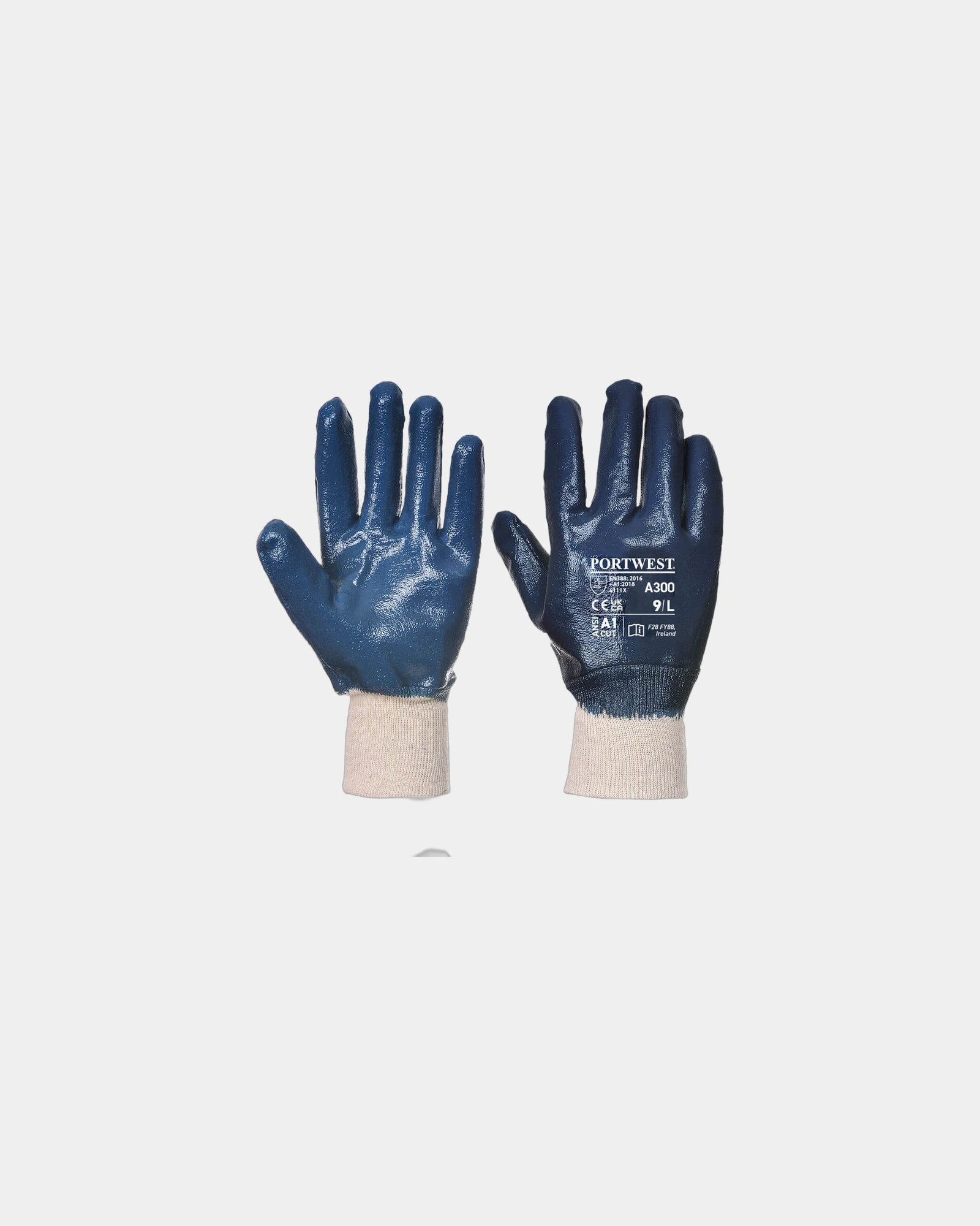 Gant nitrile poignet tricot à personnaliser - Bleu Marine