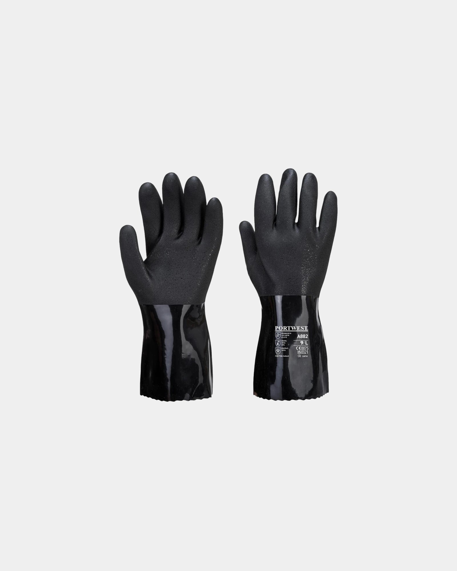 Gant chimie PVC ESD à personnaliser - Noir-Bleu Ciel