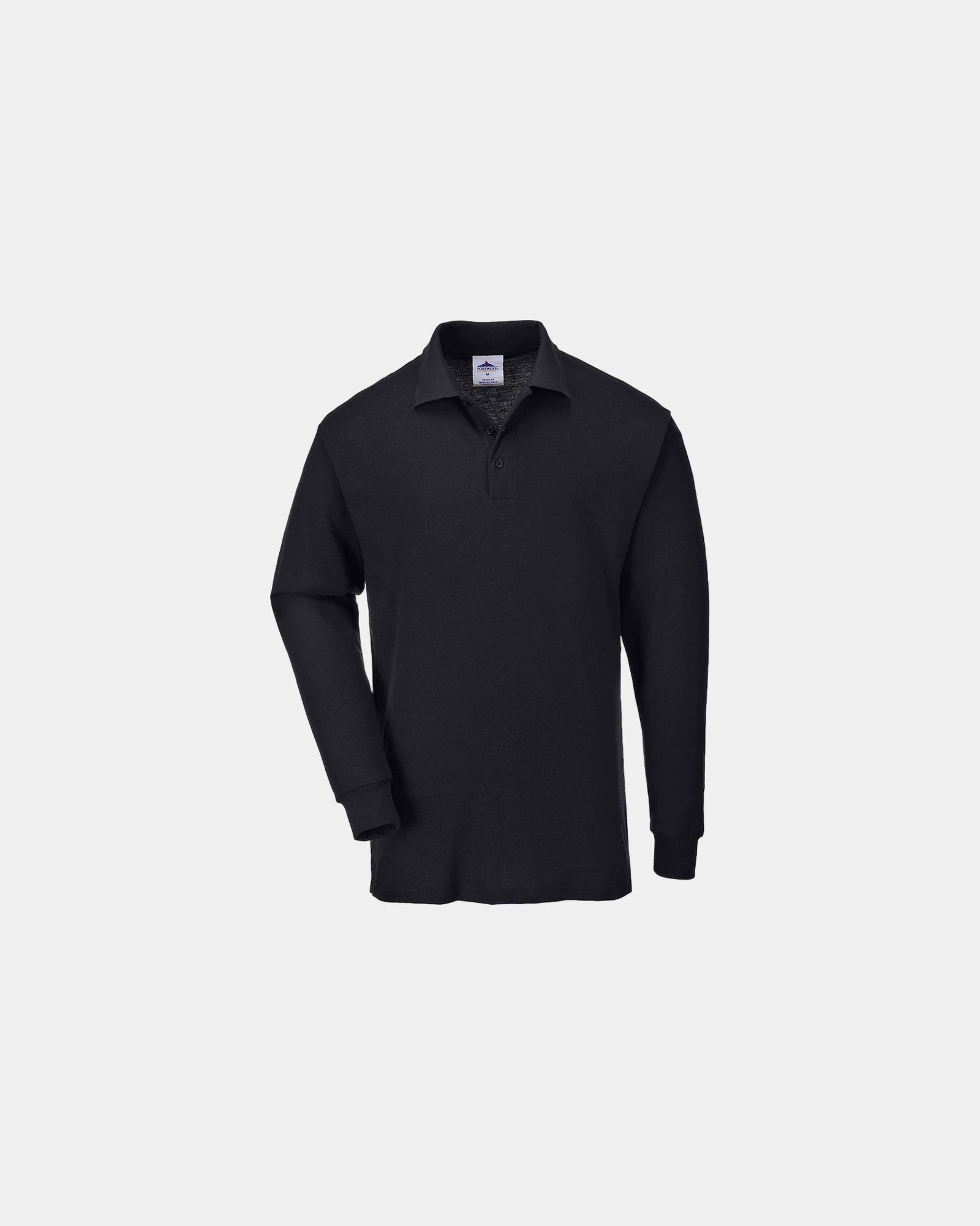 Polo manches longues coton polyester à personnaliser - Noir-Bleu Ciel