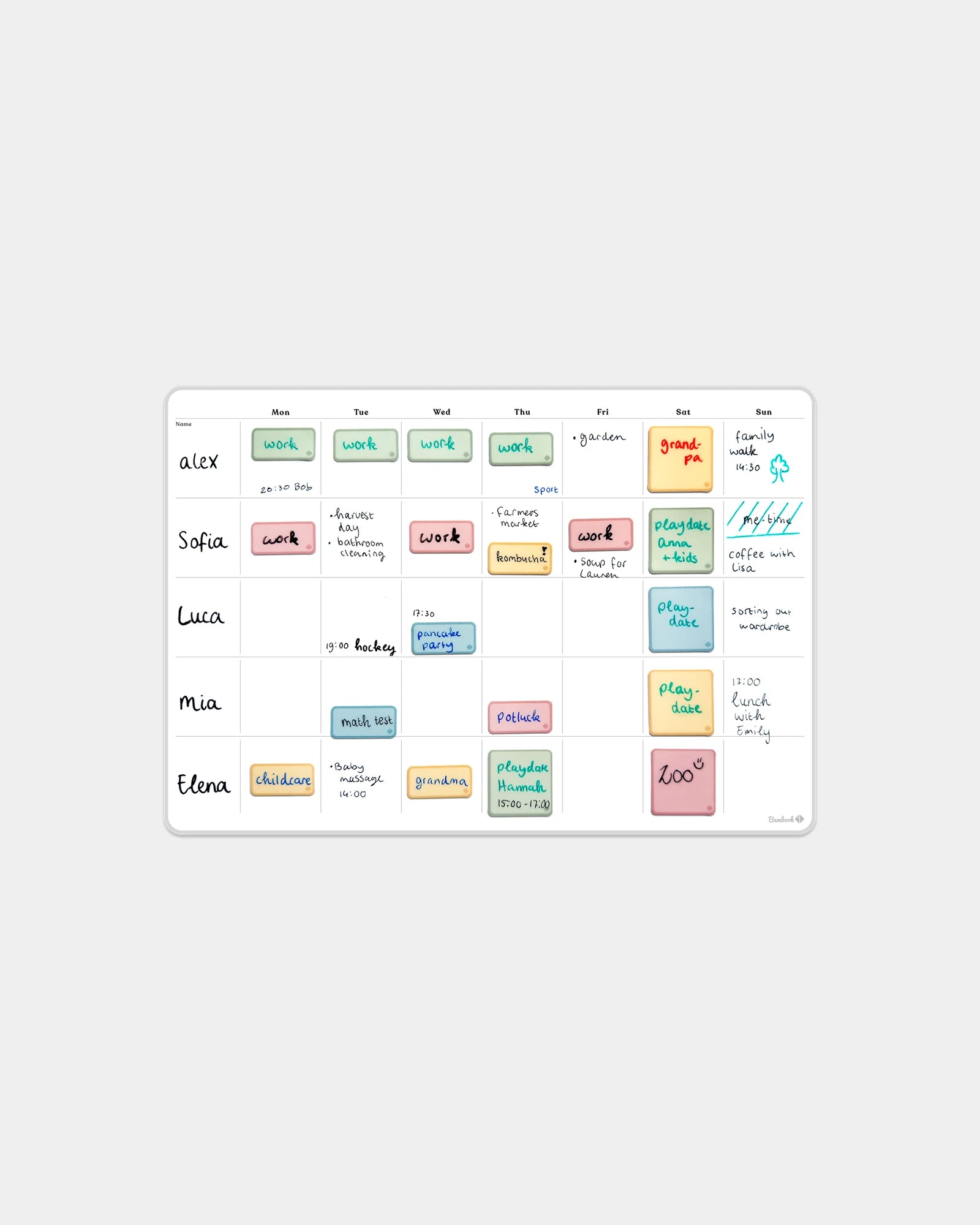 Calendario semanal adhesivo Bambook para personalizar - Blanco