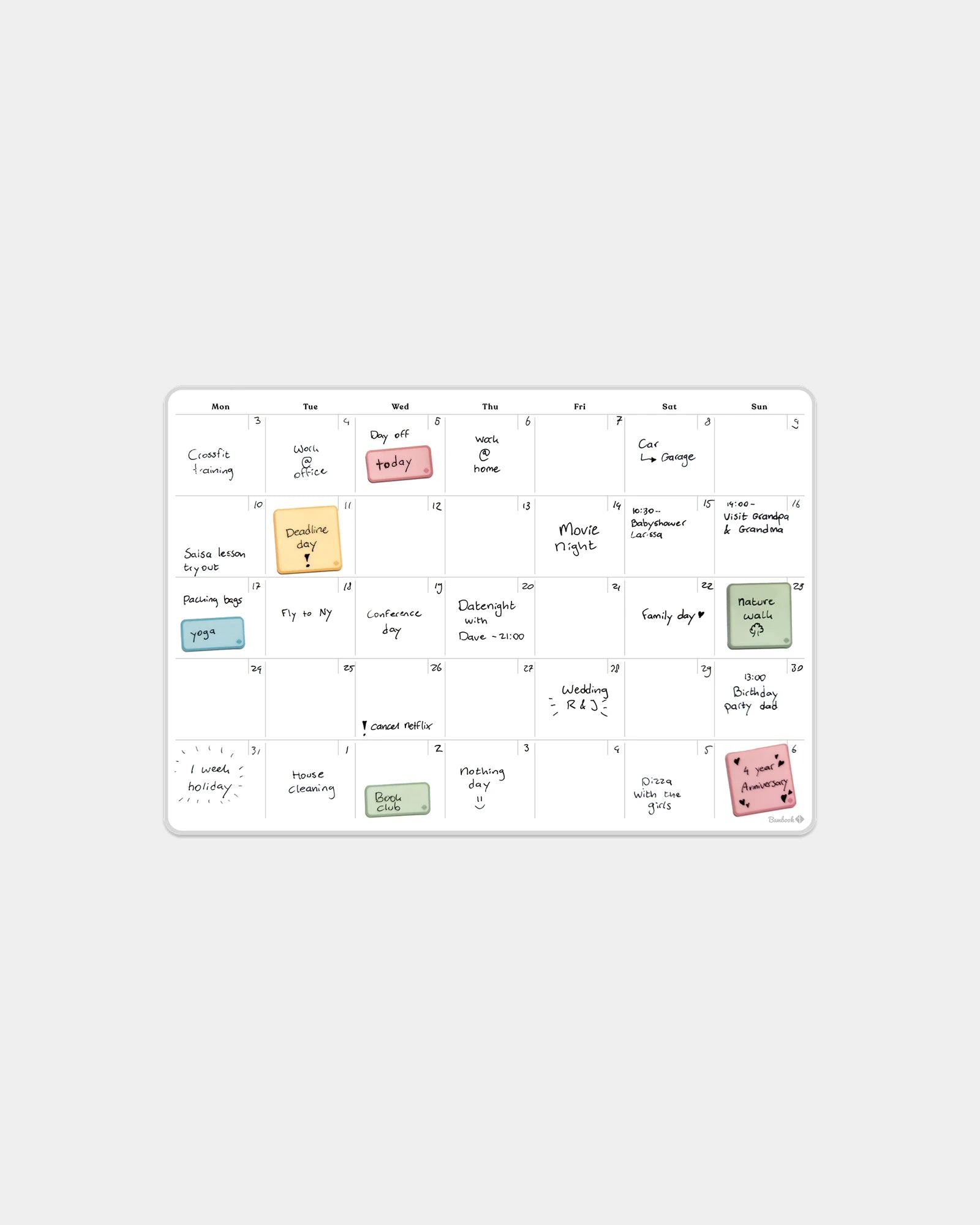 Calendario mensual adhesivo Bambook para personalizar - Blanco