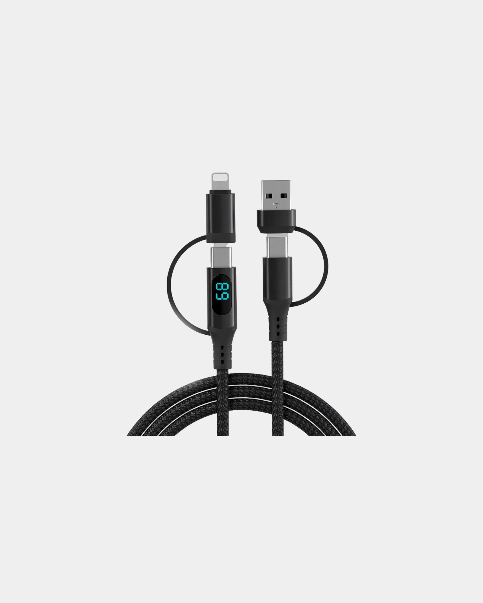 Câble USB 4 en 1 avec LED Blaupunkt à personnaliser - Noir