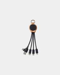 Câble porte-clés recyclé 5-en-1 Bluetech à personnaliser - Noir