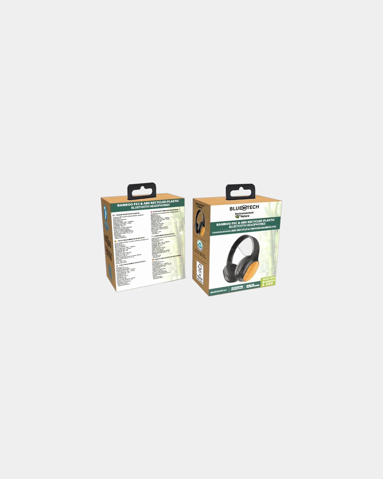 Casque Bluetooth ABS recyclé et bambou à personnaliser - 4
