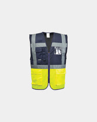 Gilet haute visibilité bicolore à personnaliser - Jaune-Bleu Marine
