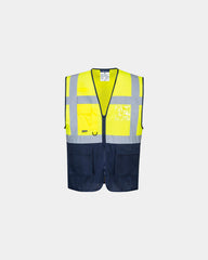 Gilet Executive Hi-Vis à personnaliser - Jaune-Bleu Marine