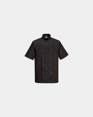 Veste de cuisine légère Cumbria à personnaliser - Noir-Bleu Ciel