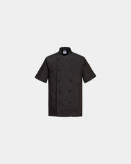 Veste cuisine tissu facile d'entretien Kent à personnaliser - Noir-Bleu Ciel