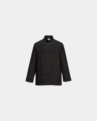 Veste de cuisine polycoton Somerset à personnaliser - Noir-Bleu Ciel
