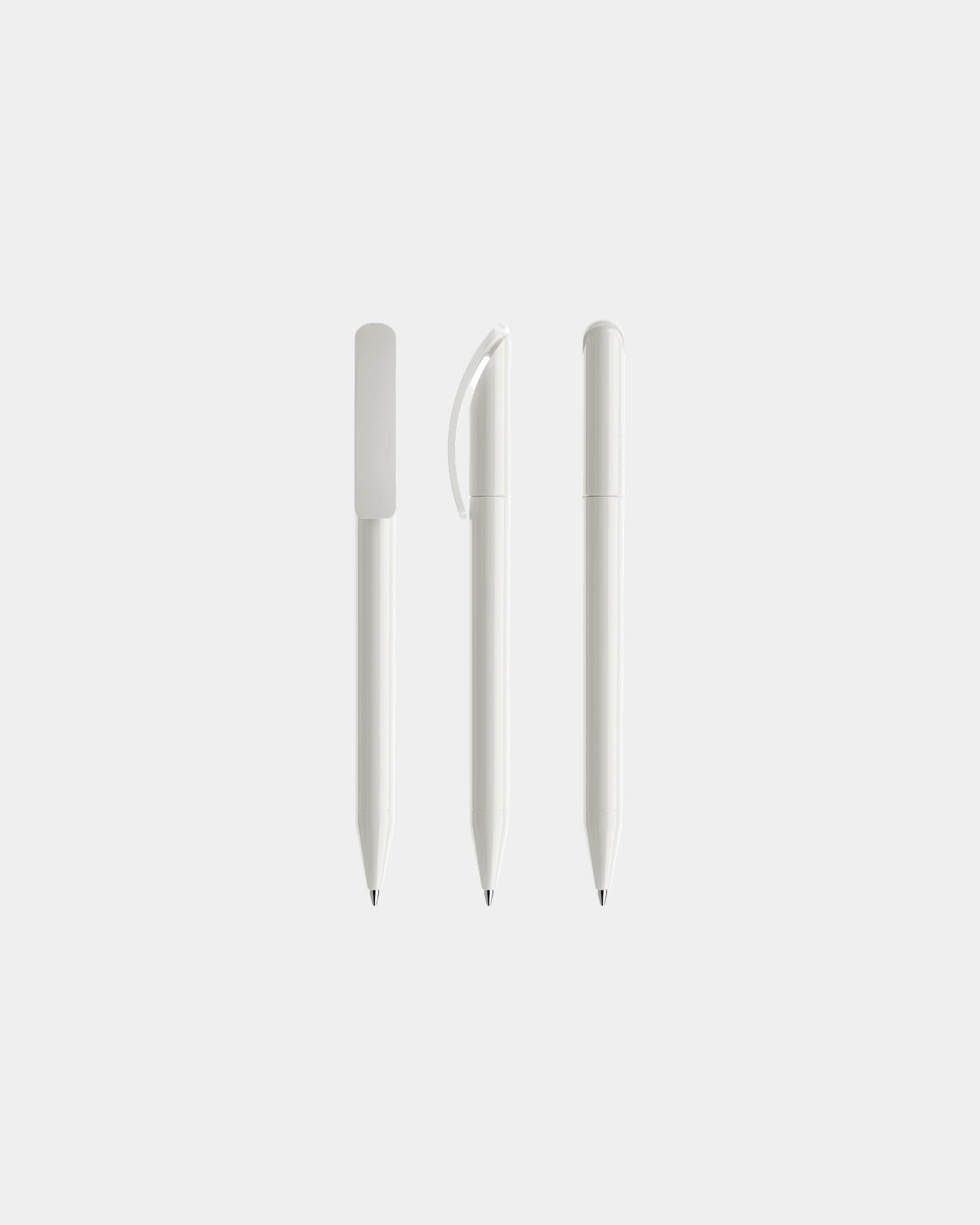 Stylo plastique éco Prodir DS3TPP Polished à personnaliser - White Polished