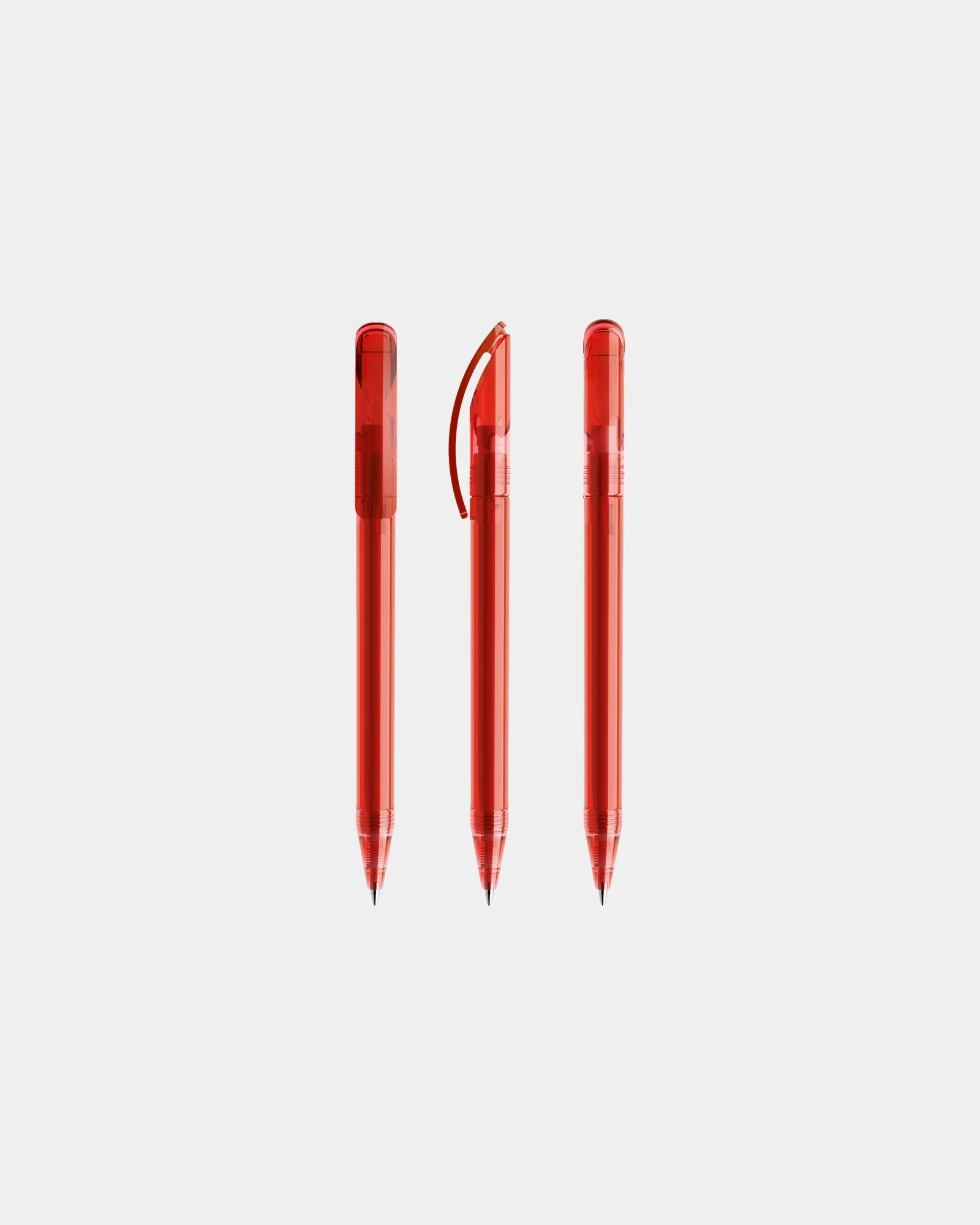 Stylo plastique éco-responsable Prodir DS3TTT à personnaliser - Red Transparent