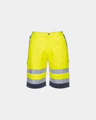 Bermuda HiVis poly-coton à personnaliser - Jaune-Bleu Marine