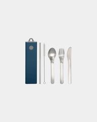 Set de couverts acier inoxydable 5pcs à personnaliser - Bleu Marine