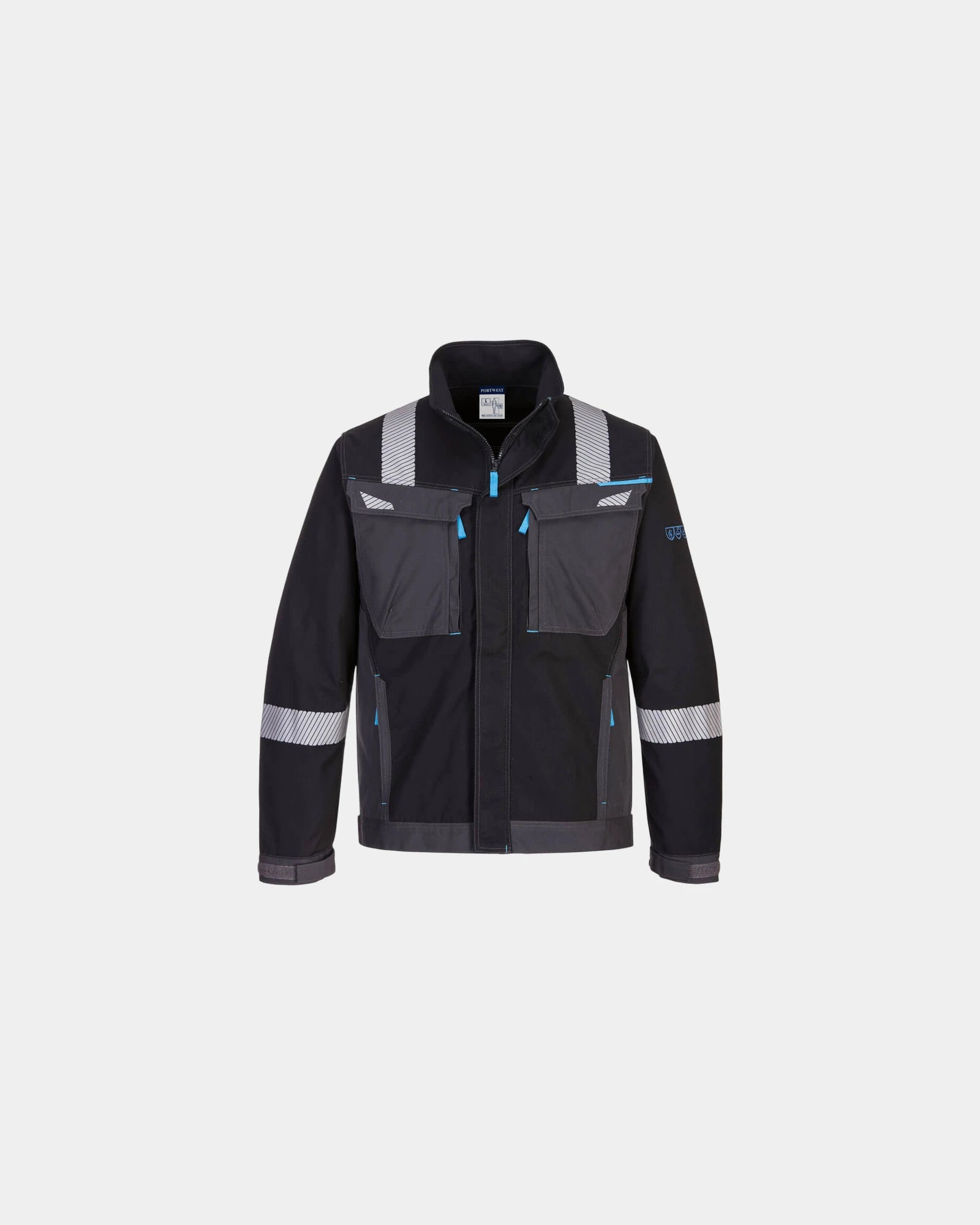 Veste de travail Modaflame FR602 à personnaliser - Noir-Bleu Ciel