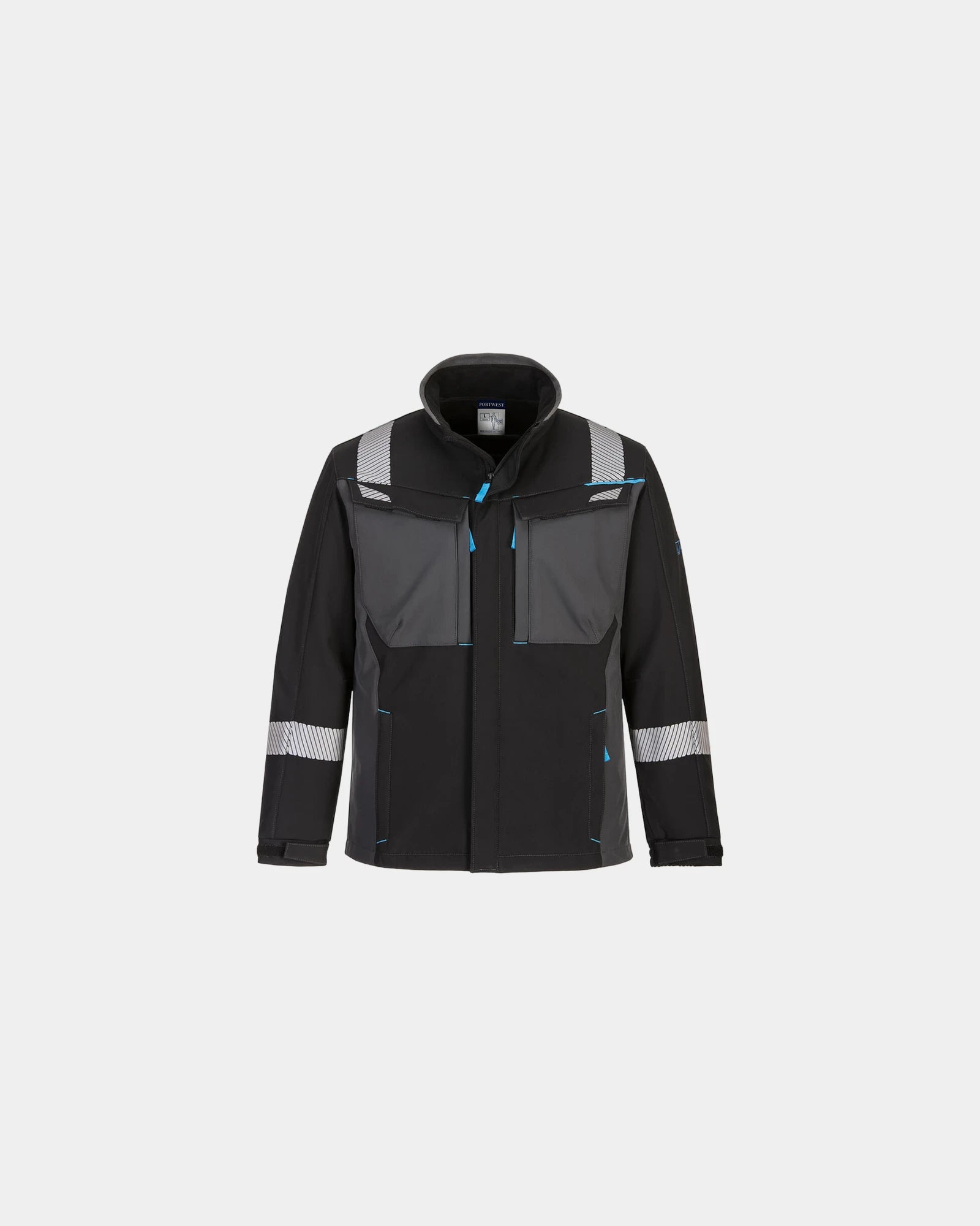 Veste softshell 3 couches WX3 à personnaliser - Noir-Bleu Ciel