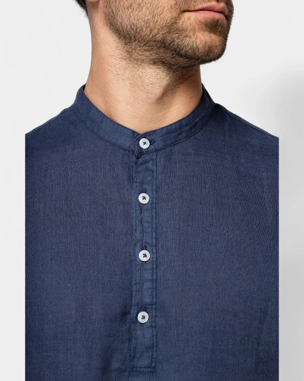 Chemise à col Mao délavée homme à personnaliser - 2