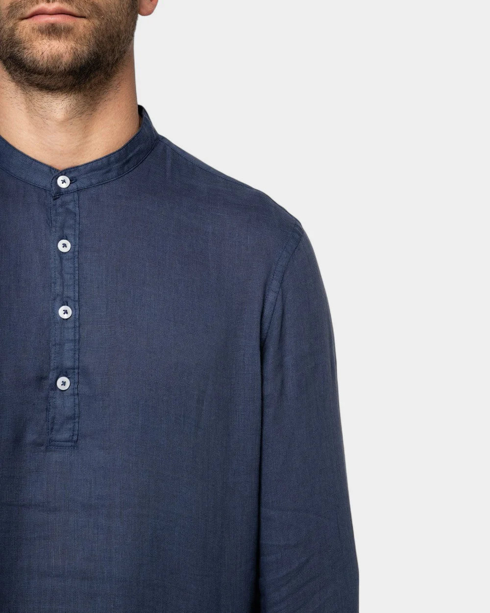 Chemise à col Mao délavée homme à personnaliser - 6