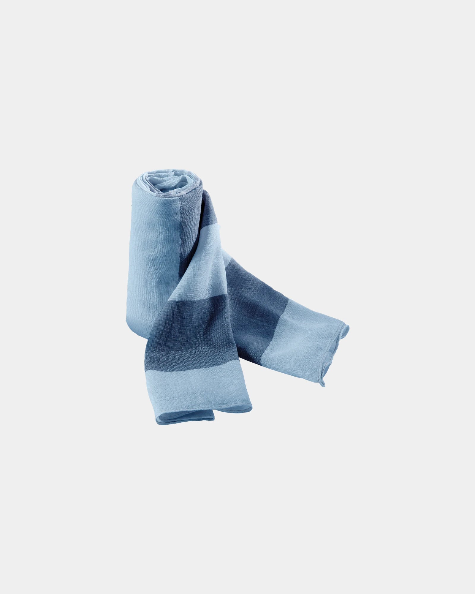 Chèche coton rayé 55 g/m² à personnaliser - Ice Blue / Denim