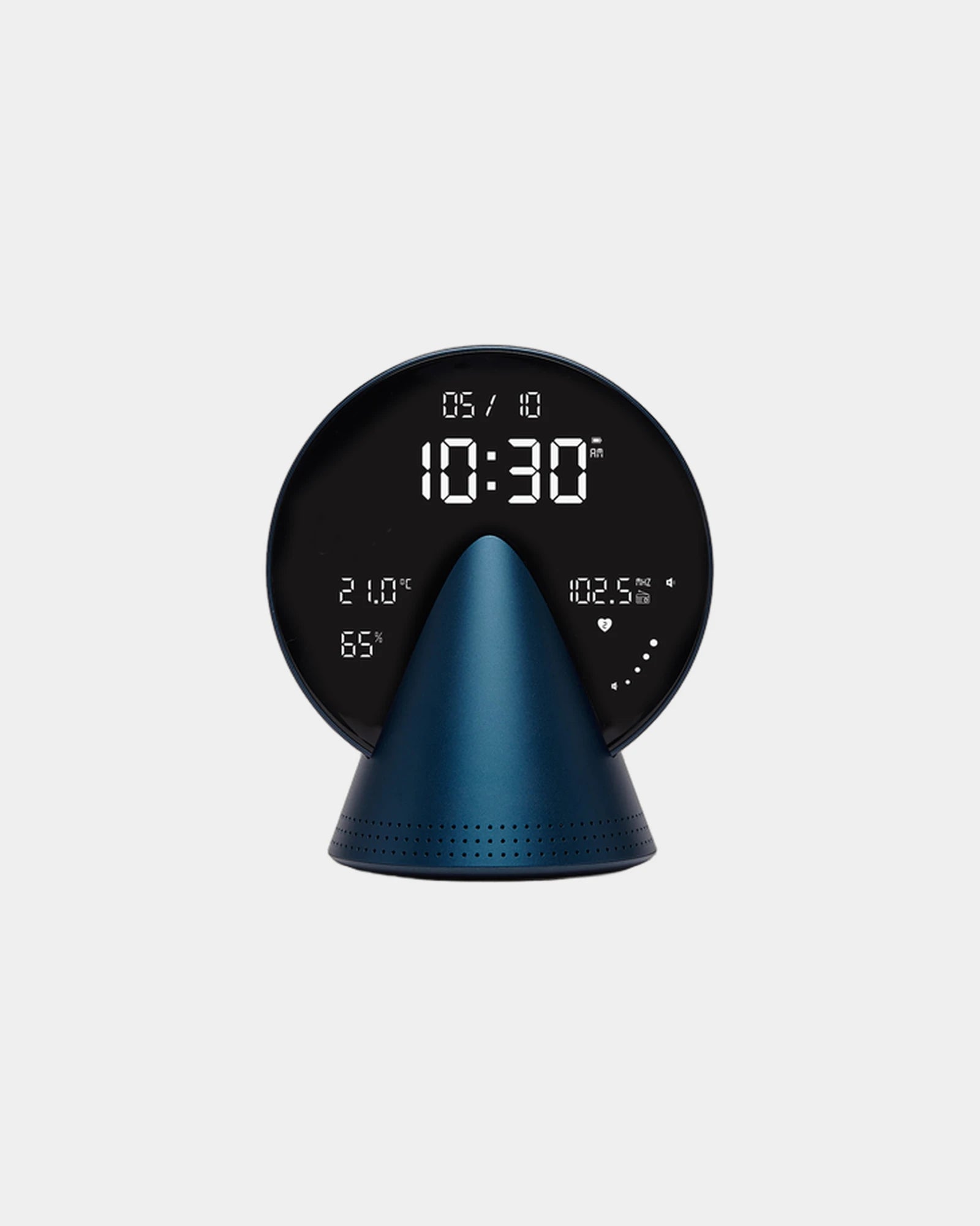 Radio-réveil Bluetooth aluminium Lexon Conic à personnaliser - Lapis Blue