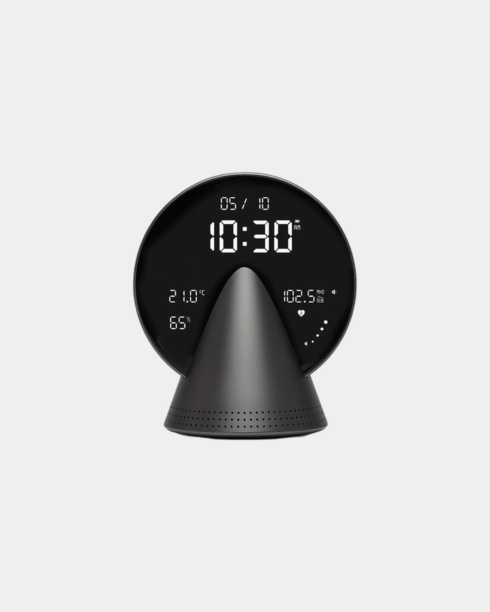 Radio-réveil Bluetooth aluminium Lexon Conic à personnaliser - Platinum Grey