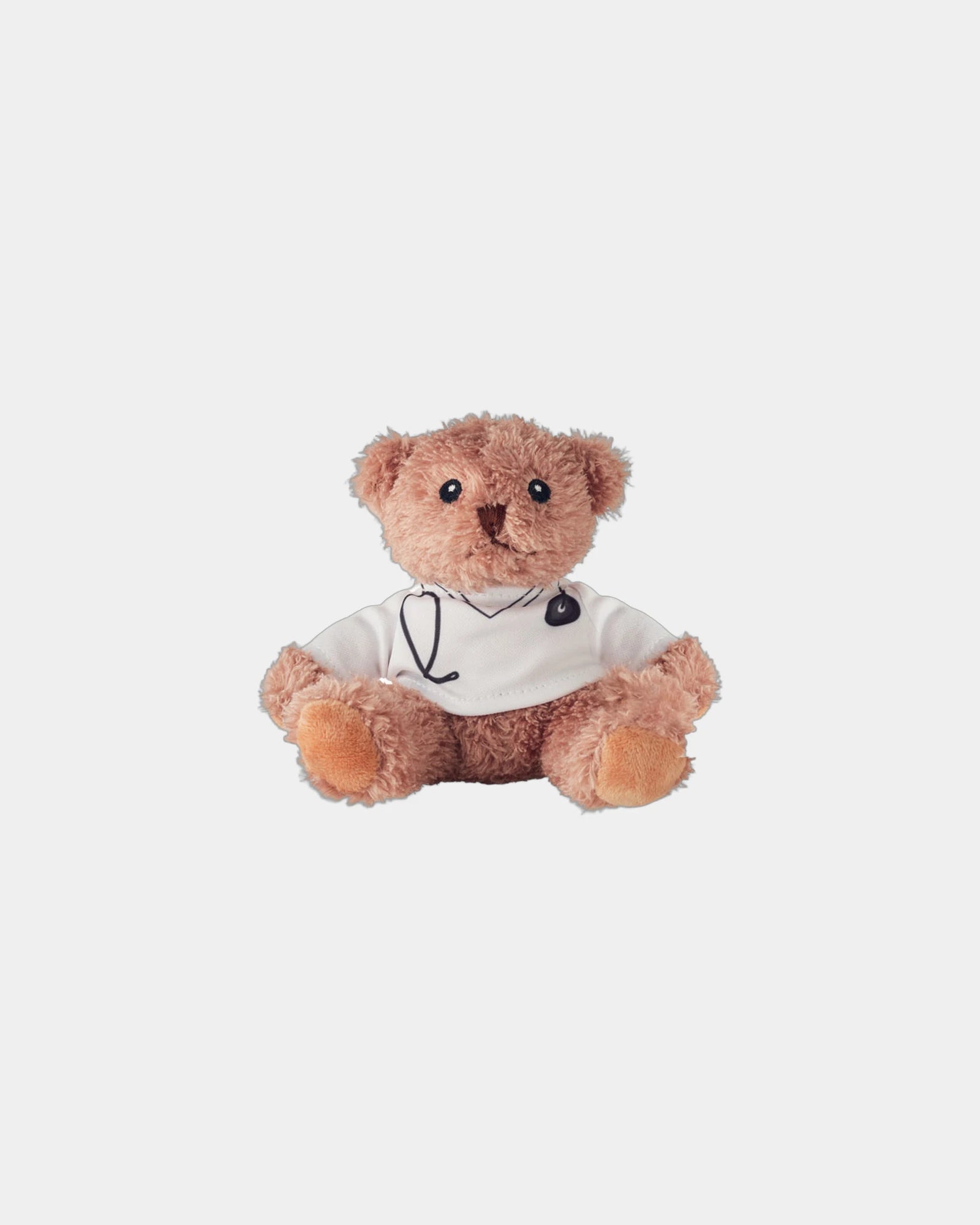 Peluche ours docteur polyester 13 cm à personnaliser - Blanc