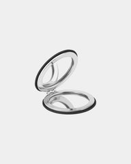 Miroir de poche rond en PU à personnaliser - Noir