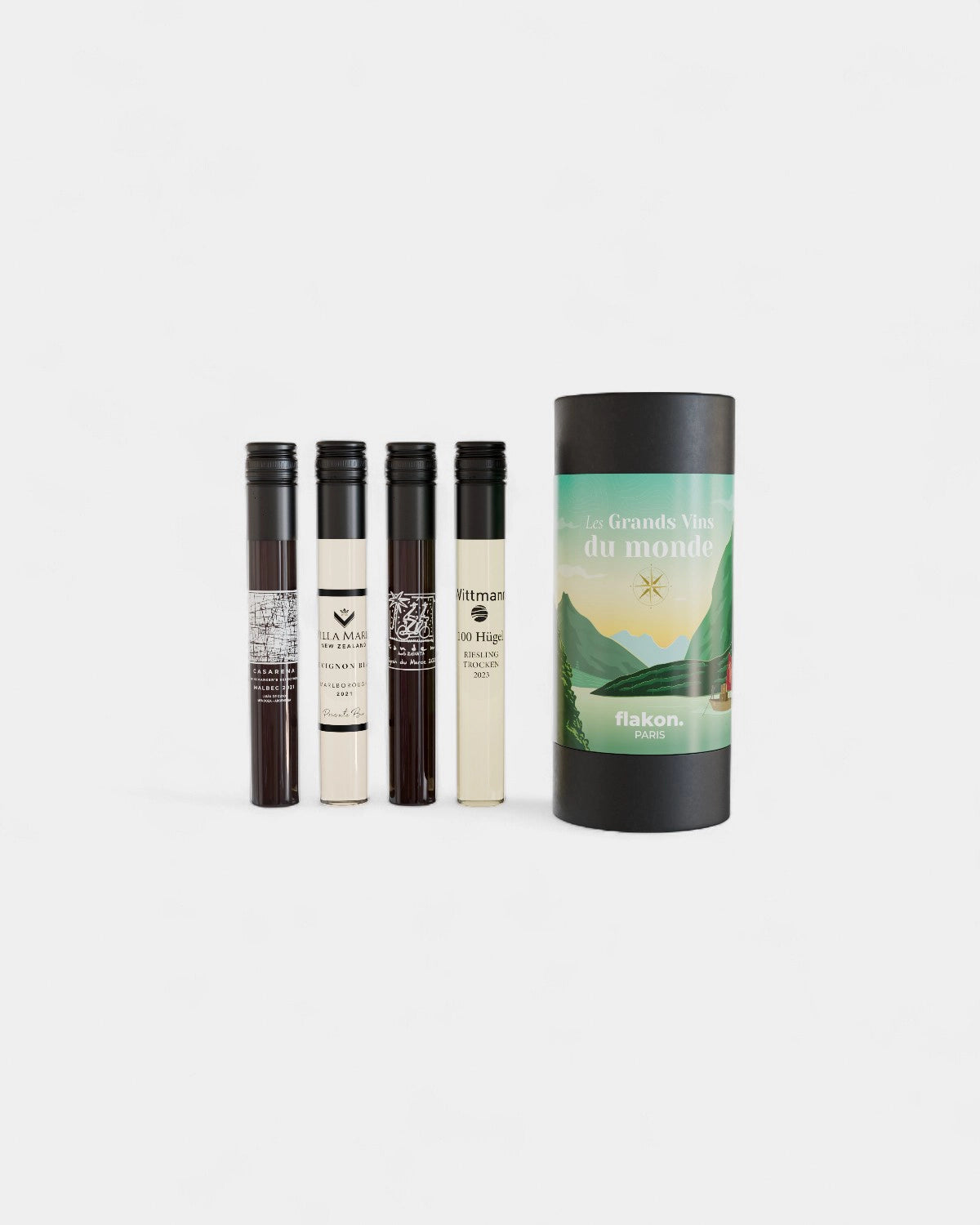 Coffret dégustation 4 flacons de vin à personnaliser - 12