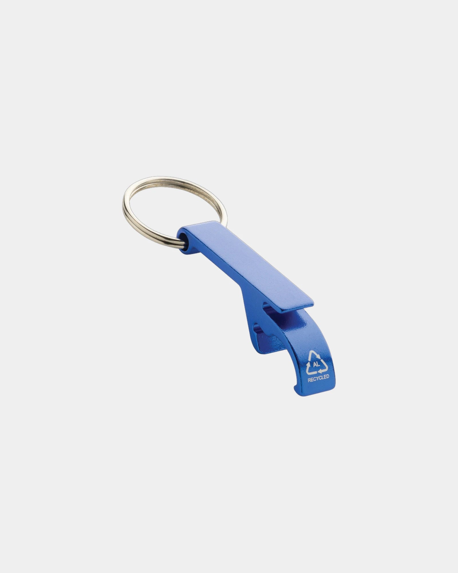 Porte-clés décapsuleur aluminium recyclé à personnaliser - Bleu