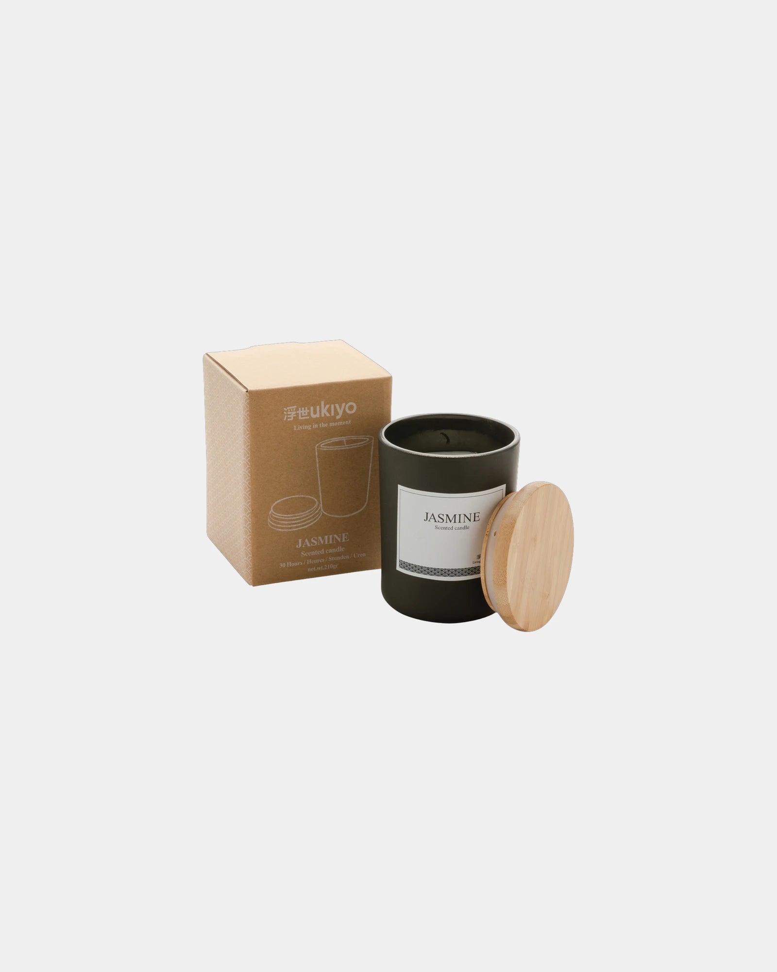 Bougie parfumée avec couvercle en bambou Ukiyo à personnaliser - 1