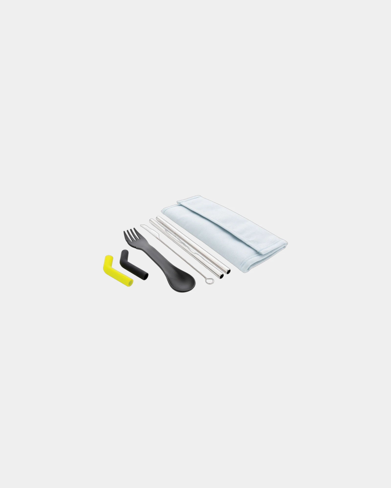 Set de 2 pailles inox et couverts à personnaliser - Bleu