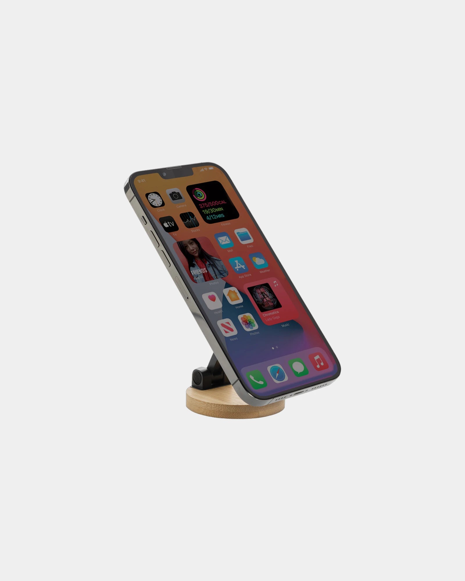 Support téléphone en ABS recyclé et bambou à personnaliser - 2