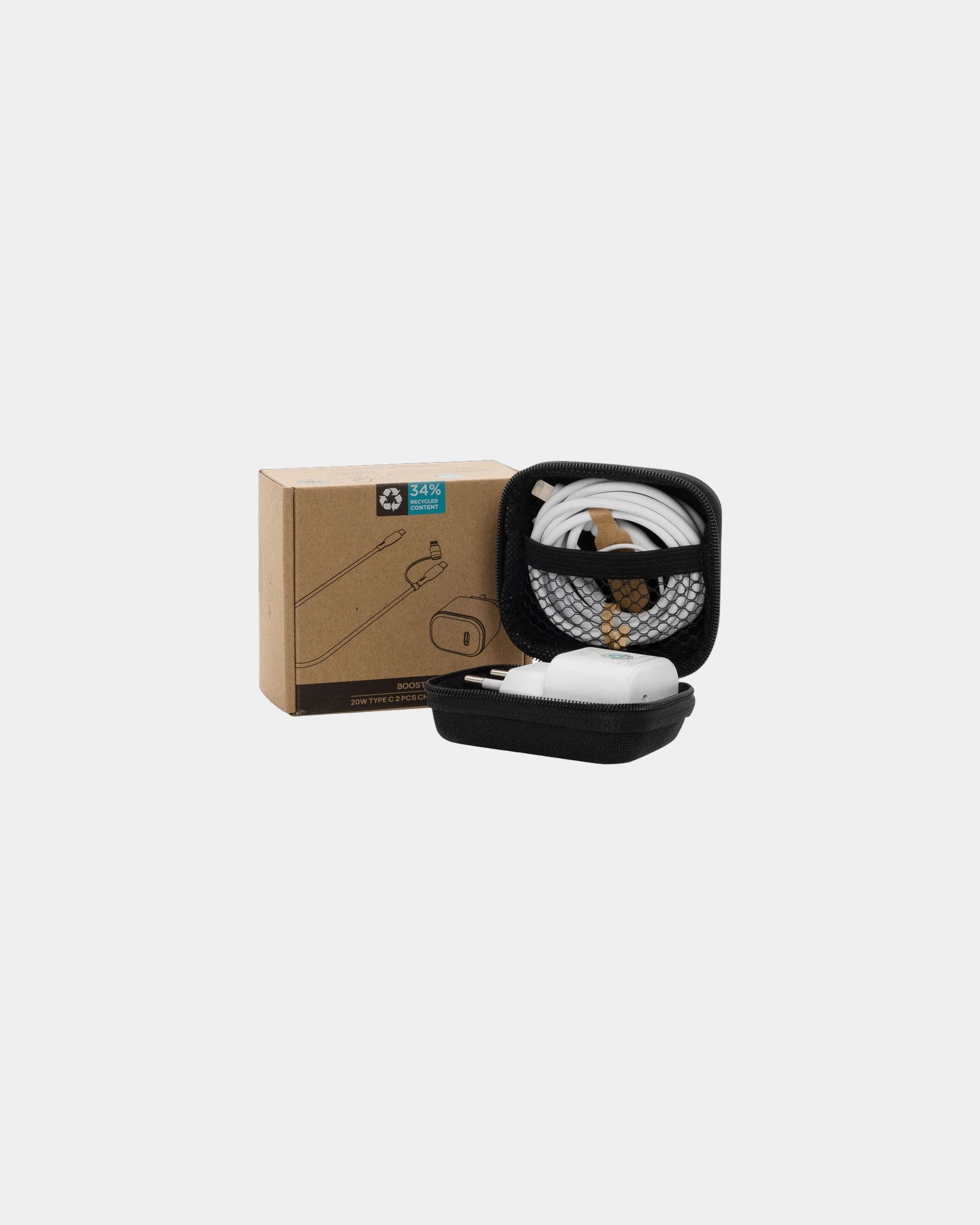 Set câble et chargeur 20W en PET recyclé à personnaliser - 1